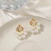 Oro rosa forma de perlas orejas moda elegante temperamento pendientes para mujeres regalo regalo details Picture